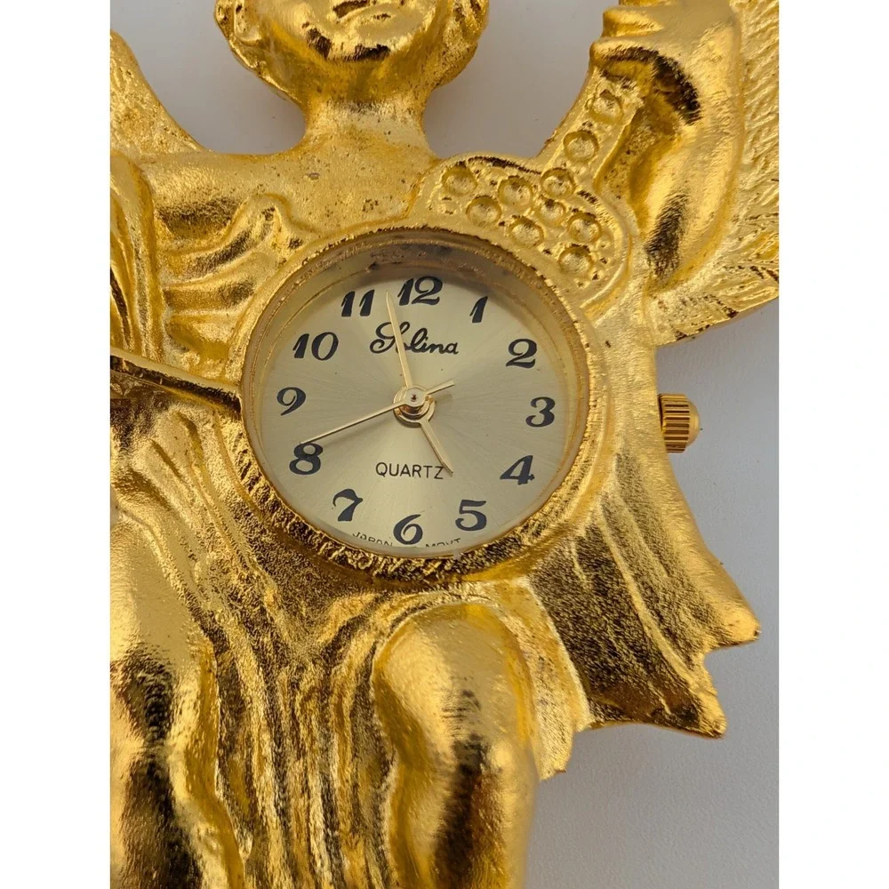Lolina‎ Miniature Angel Quartz Clock Gold Tone 3